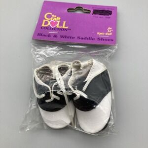 Vintage The Craft Doll Black And White Saddle Shoes For 14" Katie Doll New